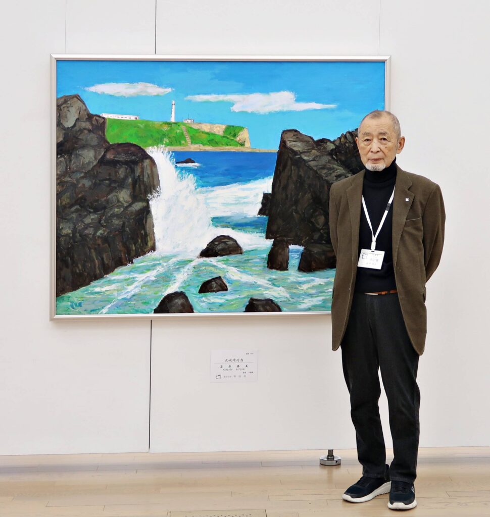 力作の前で蒲原画伯