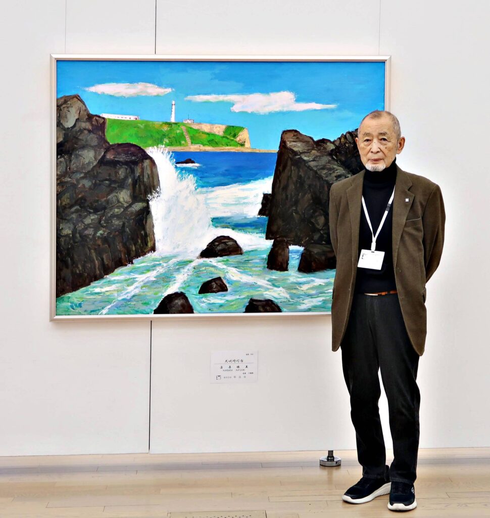 力作の前で蒲原画伯